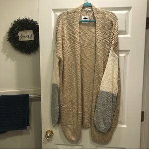 Oversized Color Block Cardigan Sweater